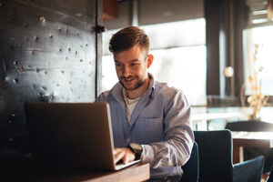 man on the customer journey in coffee shop