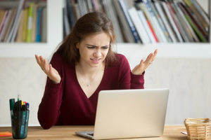 woman struggling with orphaned pages